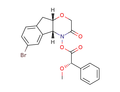 Molecular Structure of 1643771-08-7 ((2S)-(4aR,9aS)-6-bromo-3-oxo-2,3,9,9a-tetrahydroindeno[2,1-b][1,4]oxazin-4(4aH)-yl 2-methoxy-2-phenylacetate)