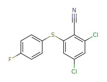 Molecular Structure of 1644384-53-1 (2,4-dichloro-6-[(4-fluorophenyl)thio]benzonitrile)