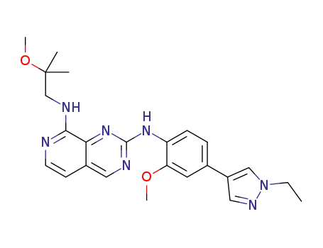 Molecular Structure of 1578245-14-3 (N<sub>2</sub>-(4-(1-ethyl-1H-pyrazol-4-yl)-2-methoxyphenyl)-N<sub>8</sub>-(2-methoxy-2-methylpropyl)pyrido[3,4-d]pyrimidine-2,8-diamine)