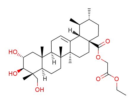 Molecular Structure of 1195758-14-5 ((ethoxycarbonyl)methyl 2α,3β,23-trihydroxyurs-12-en-28-oate)