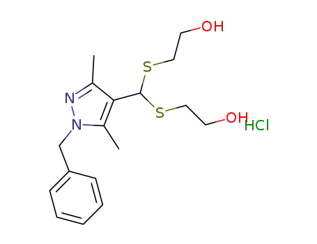 2,2'-{[(1-benzyl-3,5-dimethyl-1H-pyrazol-4-yl)methanediyl]di(sulfanediyl)}diethanol hydrochloride
