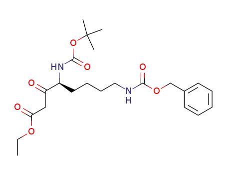 Molecular Structure of 98045-07-9 (Octanoic acid,
4-[[(1,1-dimethylethoxy)carbonyl]amino]-3-oxo-8-[[(phenylmethoxy)carb
onyl]amino]-, ethyl ester, (S)-)