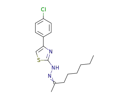 Molecular Structure of 384808-58-6 (1-(4-(4-chlorophenyl)thiazol-2-yl)-2-(octan-2-ylidene)hydrazine)