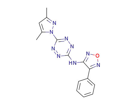 Molecular Structure of 1379659-13-8 (N-[6-(3,5-dimethyl-1H-pyrazol-1-yl)-1,2,4,5-tetrazin-3-yl]-4-phenylfurazan-3-amine)