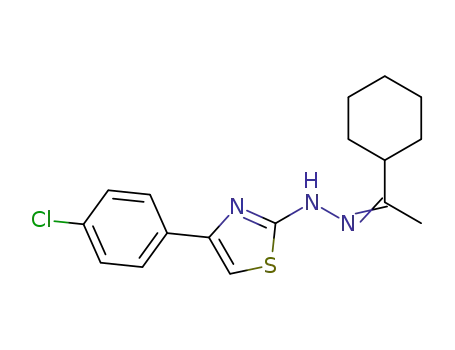 Molecular Structure of 1569467-62-4 (1-(4-(4-chlorophenyl)thiazol-2-yl)-2-(1-cyclohexylethylidene)hydrazine)
