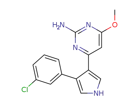Molecular Structure of 1636155-31-1 (4-methoxy-6-(4-(3-chlorophenyl)-1H-pyrrol-3-yl)pyrimidin-2-amine)