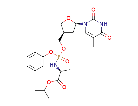 Molecular Structure of 1610460-03-1 (1'-(thymin-1-yl)-2',3'-dideoxy-β-D-apio-D-furanose [phenyl-(isopropoxy-L-alaninyl)]phosphate)