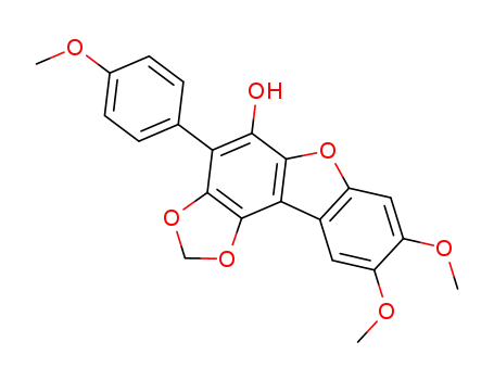 Molecular Structure of 1541073-35-1 (8,9-dimethoxy-4-(4-methoxyphenyl)benzo[b][1,3]dioxolo-[4,5-e]benzofuran-5-ol)