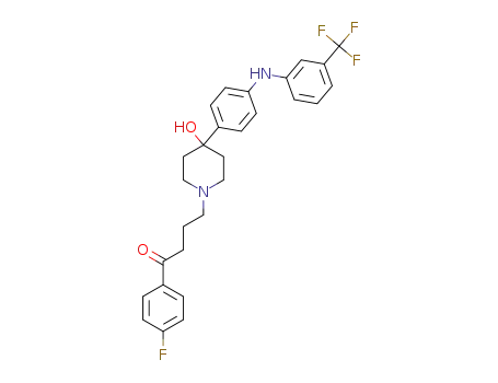 Molecular Structure of 1612891-27-6 (1-(4-fluorophenyl)-4-(4-hydroxy-4-(4-((3-(trifluoromethyl)phenyl)amino)phenyl)piperidin-1-yl)butan-1-one)