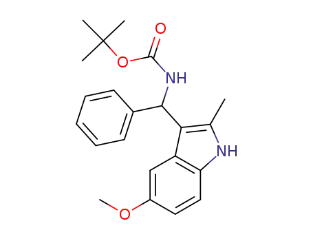 Molecular Structure of 1612786-56-7 (tert-butyl (5-methoxy-2-methyl-1H-indol-3-yl)(phenyl)methylcarbamate)