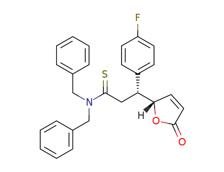 Molecular Structure of 1638616-38-2 ((R)-N,N-dibenzyl-3-(4-fluorophenyl)-3-((S)-5-oxo-2,5-dihydrofuran-2-yl)propanethioamide)