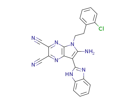 Molecular Structure of 1620085-98-4 (6-amino-7-(1H-benzo[d]imidazol-2-yl)-5-(4-chlorophenethyl)-5H-pyrrolo[3,2-b]pyrazine-2,3-dicarbonitrile)