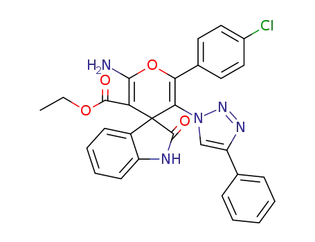 ethyl 2'-amino-6'-(4-chlorophenyl)-2-oxo-5'-(4-phenyl-1H-1,2,3-triazol-1-yl)spiro[indoline-3,4'-pyran]-3'-carboxylate