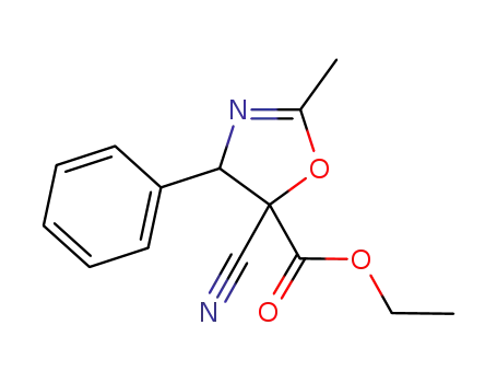 Molecular Structure of 1486487-83-5 (5-cyano-5-ethoxyformacyl-2-methyl-4-phenyl-4,5-dihydrooxazole)