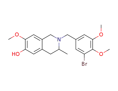Molecular Structure of 1623785-56-7 ((±)-2-(3-bromo-4,5-dimethoxybenzyl)-6-hydroxy-7-methoxy-3-methyl-1,2,3,4-tetrahydroisoquinoline)