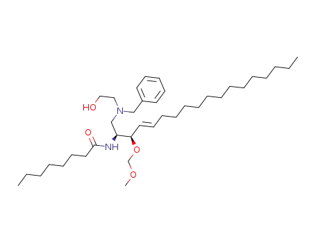Molecular Structure of 1571919-07-7 (N-((2S,3R,E)-1-(benzyl(2-hydroxyethyl)amino)-3-(methoxymethoxy)octadec-4-en-2-yl) octanamide)