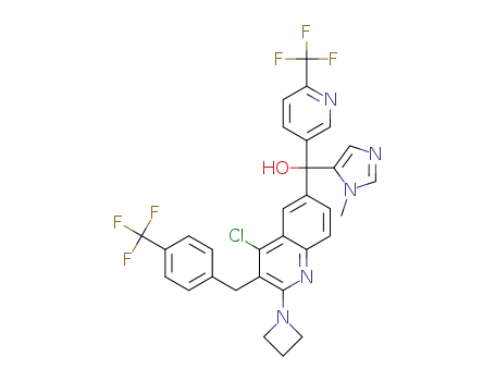 (2-(azetidin-1-yl)-4-chloro-3-(4-(trifluoromethyl)benzyl)quinolin-6-yl)(1-methyl-1H-imidazol-5-yl)(6-(trifluoromethyl)pyridin-3-yl)methanol