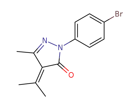 Molecular Structure of 100711-90-8 (3H-Pyrazol-3-one,
2-(4-bromophenyl)-2,4-dihydro-5-methyl-4-(1-methylethylidene)-)