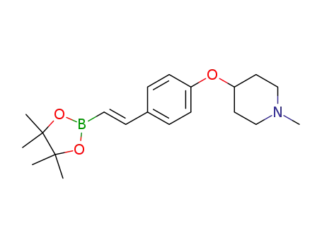 Molecular Structure of 1247003-32-2 ((E)-1-methyl-4-(4-(2-(4,4,5,5-tetramethyl-1,3,2-dioxaborolan-2-yl)vinyl)phenoxy)piperidine)