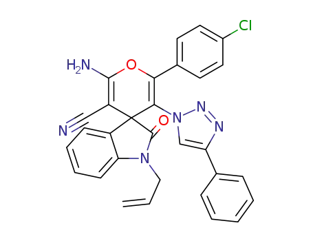 Molecular Structure of 1628223-71-1 (1-allyl-2'-amino-6'-(4-chlorophenyl)-2-oxo-5'-(4-phenyl-1H-1,2,3-triazol-1-yl)spiro[indoline-3,4'-pyran]-3'-carbonitrile)