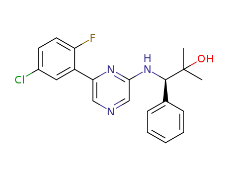 Molecular Structure of 1617545-81-9 ((R)-1-[6-(5-chloro-2-fluoro-phenyl)-pyrazin-2-ylamino]-2-methyl-1-phenyl-propan-2-ol)