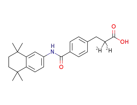 Molecular Structure of 1417444-29-1 (3-[4-[(5,6,7,8-tetrahydro-5,5,8,8-tetramethyl-2-naphthyl)carbamoyl]phenyl]propionic acid-2,2-d<sub>2</sub>)