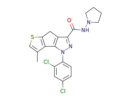 Molecular Structure of 1623023-06-2 (7-methyl-1-(2,4-dichlorophenyl)-N-(pyrrolidin-1-yl)-1,4-dihydrothieno[2',3'-4,5]cyclopenta[1,2c]pyrazole-3-carboxamide)