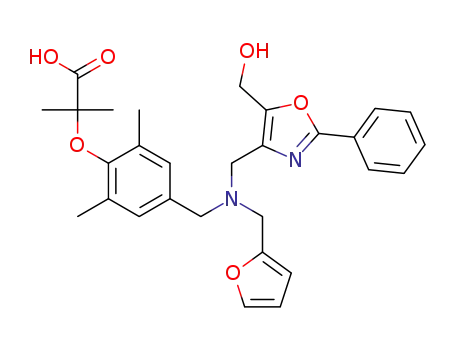2-(4-{[{[2-phenyl-5-(hydroxymethyl)-1,3-oxazol-4-yl]-methyl}(furan-2-ylmethyl) amino] methyl}-2,6-dimethylphenoxy)-2-methylpropanoic acid