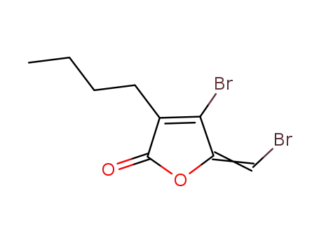 Molecular Structure of 66042-01-1 (2(5H)-Furanone, 4-bromo-5-(bromomethylene)-3-butyl-)