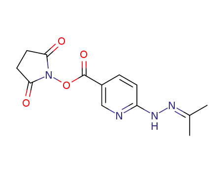 Molecular Structure of 362522-50-7 (2,5-dioxopyrrolidin-1-yl 6-(2-(propan-2-ylidene)hydrazinyl)nicotinate               (S-SANH))