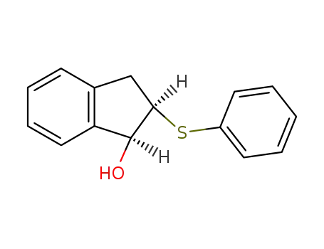 Molecular Structure of 13206-55-8 (1H-Inden-1-ol, 2,3-dihydro-2-(phenylthio)-, trans-)