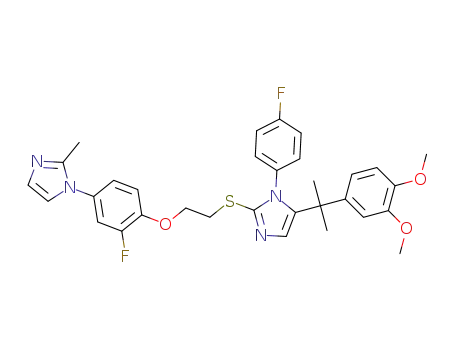 5-(2-(3,4-dimethoxyphenyl)propan-2-yl)-2-((2-(2-fluoro-4-(2-methyl-1H-imidazol-1-yl)phenoxy)ethyl)thio)-1-(4-fluorophenyl)-1H-imidazole