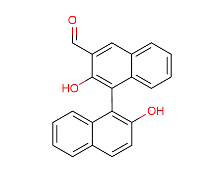 Molecular Structure of 345659-34-9 (S-2,2'-dihydroxy-[1,1'-Binaphthalene]-3-carboxaldehyde)