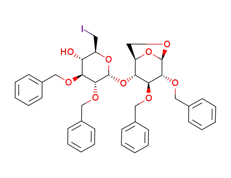 1,6-anhydro-2,3-di-O-benzyl-4-O-(2,3-di-O-benzyl-6-O-deoxy-6-iodo-β-D-glucopyranosyl)-β-D-glucopyranose