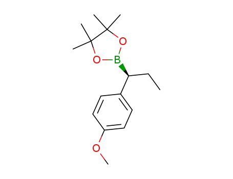 Molecular Structure of 1589553-46-7 ((S)-2-(1-(4-methoxyphenyl)propyl)-4,4,5,5-tetramethyl-1,3,2-dioxaborolane)
