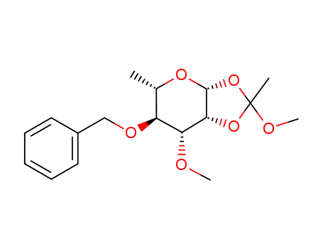 Molecular Structure of 109917-84-2 (4-O-benzyl-1,2-O-(1-methoxyethylidene)-3-O-methyl-β-L-rhamnopyranose)