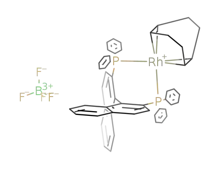 Molecular Structure of 120521-81-5 ((η4-cyclooctadiene)((R)-2,2'-bis(diphenylphosphanyl)-1,1'-binaphthyl)rhodium(I) tetrfluoroborate)
