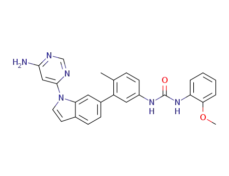 1-(3-(1-(6-aminopyrimidine-4-yl)-1H-indole-6-yl)-4-methylphenyl)-3-(2-methoxyphenyl)urea