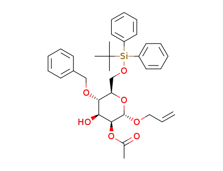 Molecular Structure of 1430237-14-1 (allyl 2-O-acetyl-4-O-benzyl-6-O-tert-butyldiphenylsilyl-α-D-mannopyranoside)