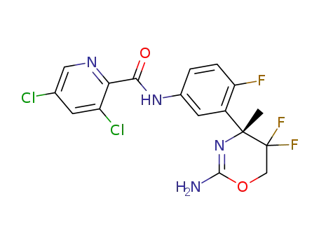 3,5-dichloro-pyridine-2-carboxylic acid [3-((R)-2-amino-5,5-difluoro-4-methyl-5,6-dihydro-4H-[1,3]oxazin-4-yl)-4-fluoro-phenyl]-amide