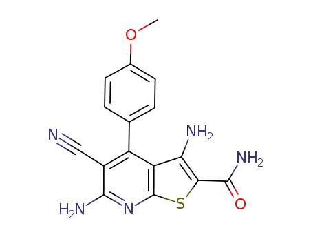 3,6-diamino-5-cyano-4-(4-methoxyphenyl)-thieno[2,3-b]pyridine-2-carboxamide