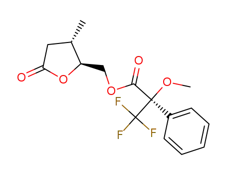 Molecular Structure of 1423026-71-4 ((2R)-((2S,3S)-tetrahydro-3-methyl-5-oxofuran-2-yl)methyl 3,3,3-trifluoro-2-methoxy-2-phenylpropanoate)