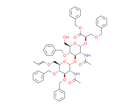 2-N-acetyl-3,4-di-O-benzyl-6-O-prop-1-en-α-D-glucosaminopyranosyl-(1→3)-2-N-acetyl-4-O-benzyl-α-D-glucosaminopyranosyl-(1→2)-benzyl (2R)-3-benzyloxypropanoate