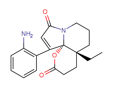 Molecular Structure of 1538555-29-1 ((+)-11-(2-aminophenyl)-4a-ethyl-3,4,4a,5,6,7-hexahydropyrano[3,2-h]indolizine-2,9-dione)