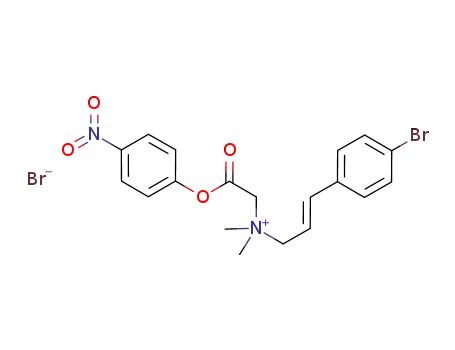 Molecular Structure of 1581720-44-6 ((E)-3-(4-bromophenyl)-N,N-dimethyl-N-(2-(4-nitrophenoxy)-2-oxoethyl)prop-2-en-1-aminium bromide)