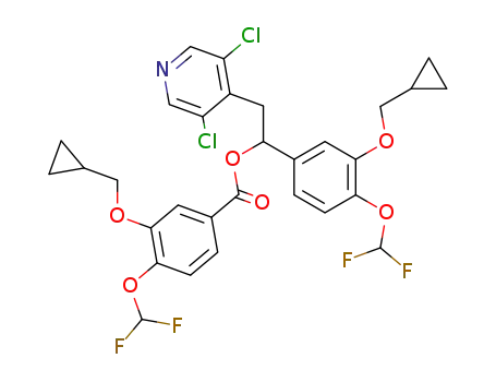 Molecular Structure of 1113061-14-5 (1-(3-(cyclopropylmethoxy)-4-(difluoromethoxy)phenyl)-2-(3,5-dichloropyridin-4-yl)ethyl 3-(cyclopropylmethoxy)-4-(difluoromethoxy)benzoate)