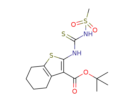 Molecular Structure of 1452776-84-9 (tert-butyl 2-(3-(methylsulfonyl)thioureido)-4,5,6,7-tetrahydrobenzo[b]thiophene-3-carboxylate)