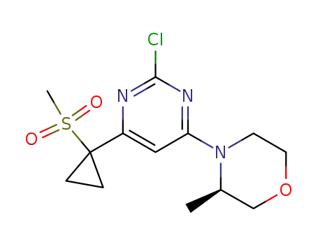 Molecular Structure of 1233339-68-8 ((3R)-4-[2-chloro-6-(1-methanesulfonylcyclopropyl)pyrimidin-4-yl]-3-methylmorpholine)
