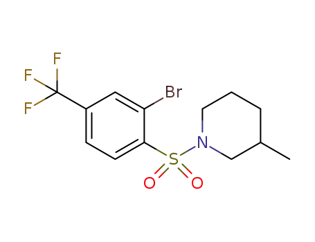 Molecular Structure of 1610527-94-0 (1-(2-bromo-4-trifluoromethylbenzenesulfonyl)-3-methylpiperidine)