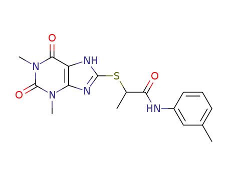 2-(1,3-dimethyl-2,6-dioxo-2,3,6,7-tetrahydro-1H-purin-8-ylsulfanyl)-N-(m-tolyl)propionamide